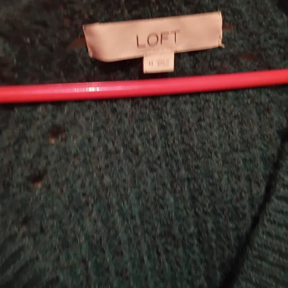 LOFT Green Cable Knit Cardigan - Picture 4 of 7